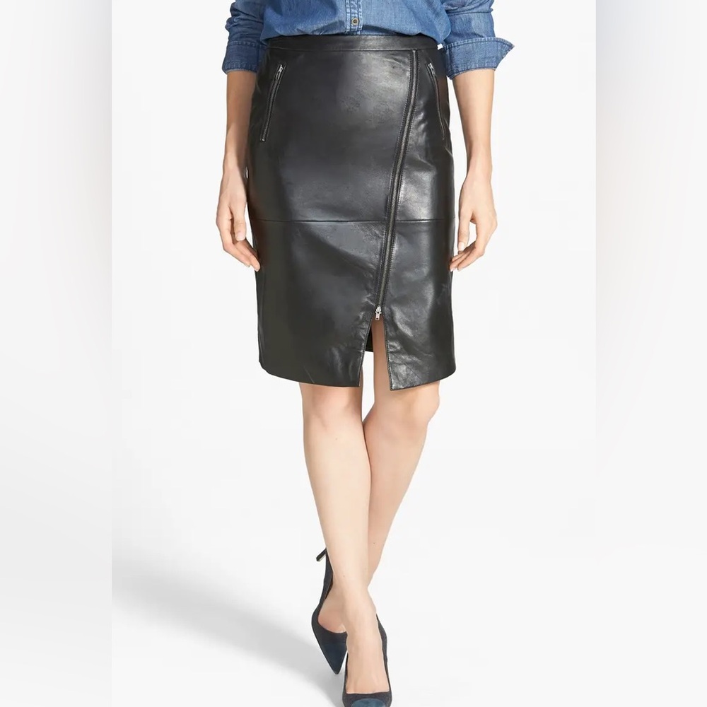 Halogen Edgy Zipper Skirt – Leather or Faux, Size 10